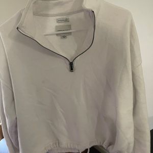 american eagle white quarter zip cropped with sinch